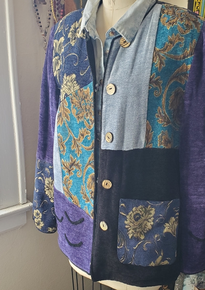 Indigo Moon Collarless Boho Jacket - image 4